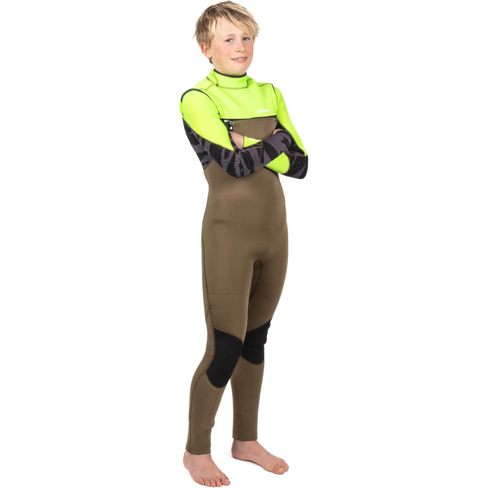 2024 Gul Junior Response 5/4mm GBS Chest Zip Wetsuit RE1251-C1 - Green / Sulphur
